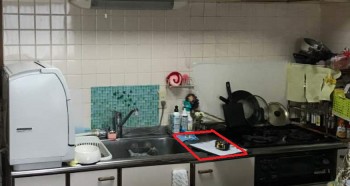 ビルトイン食洗機で作業スペース広々キッチン施工後イメージ２