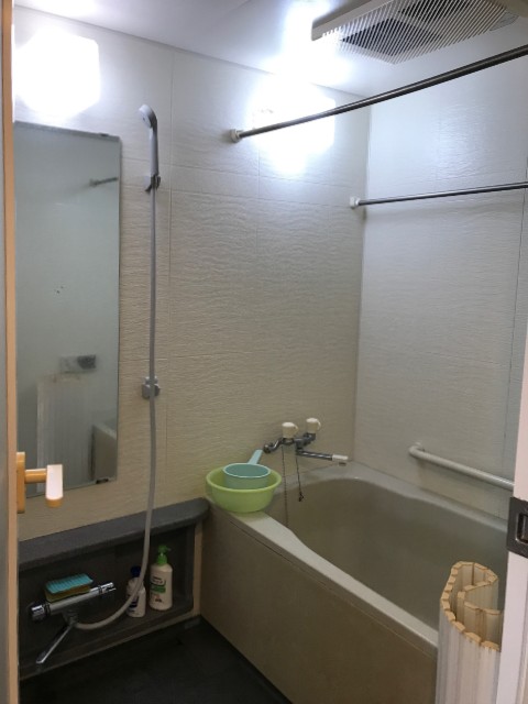 ティンバーグリーンのアクセントパネルで明るく爽やかな浴室施工後イメージ１
