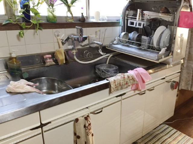 レンジフードと食洗器一体型のすっきりとしたキッチン施工後イメージ２