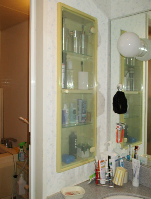 チェリー柄×モザイク柄の内装で安らぎのある洗面脱衣室施工後イメージ２