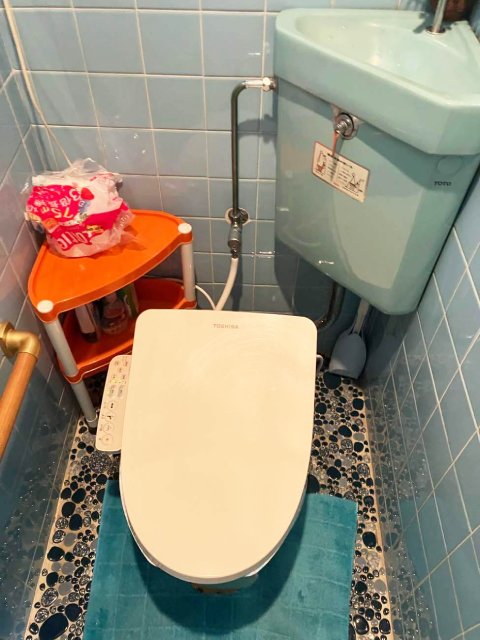 グリーン×木目で明るく清潔感のあるトイレ施工後イメージ１