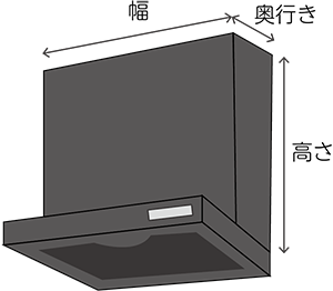 レンジフードの測り方【イメージ】